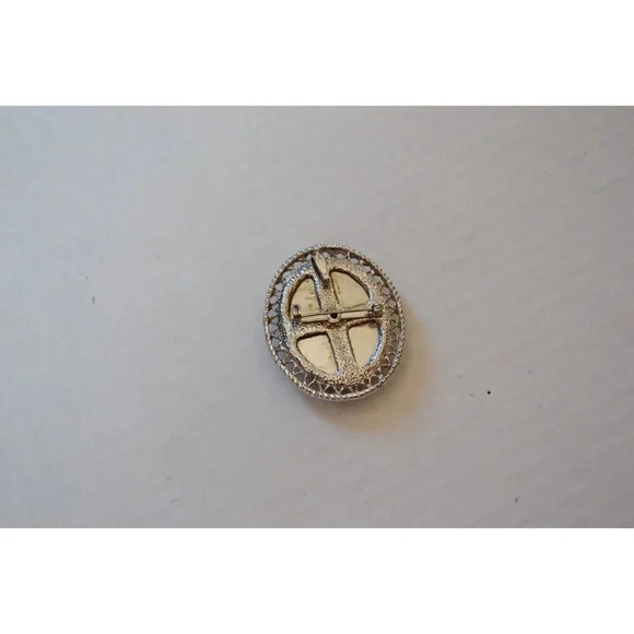 Vtg Banded Stone Pendant Brooch - Picture 5 of 8